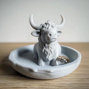 3D-gedruckte Kuh-Ring- und Schmuckschale