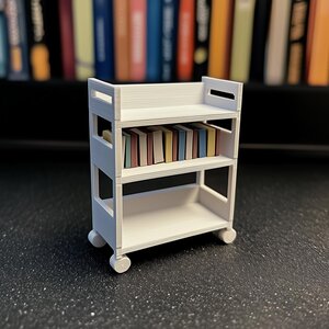 3D-gedruckter 1:12 Puppenhaus-Bücherwagen