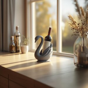 Schwan-Weinflaschenhalter für Standardflaschen | Elegantes 3D-gedrucktes Tier-Weinregal für Küchen- und Regal-Deko in modernen Häusern