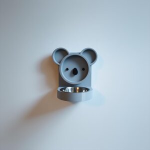 3D-gedruckter Koala-Wandnapfhalter für Haustiere | Erhöhter Futterplatz