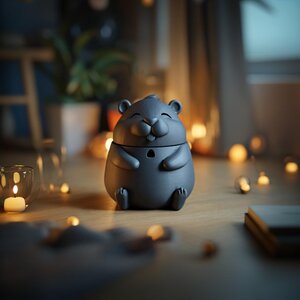 Hamster-Gedenkurne mit Deckel | 3D-gedruckter Aufbewahrungsbehälter für Tierasche, Friedliches Regaldekor und Gemütlicher Gedenk-Wohnaccent