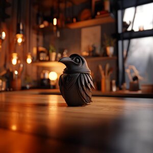 Raben-Gedenkurne mit Deckel | 3D-gedruckter Andenkenbehälter für Vogelasche | Gotische Regaldekoration und Erinnerungsakzent