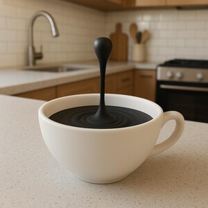 3D-gedruckte schwebende Kaffeetropfen-Deko
