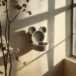 Bären-Wandhalter für Napf | 3D-gedrucktes niedliches erhöhtes Futterrahmen-Gestell für Katze oder Kleinhund | Kawaii-Fütterungsstation, Wohndeko-Geschenk