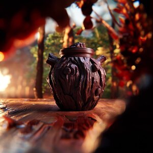 Goblincore-Waldland-Gedenkurne mit Deckel | 3D-gedruckter Aufbewahrungsbehälter für Tierasche, Fantasy-Wald-Regaldekor und Gedenkgeschenk
