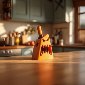3D-gedruckter kantiger Monster-Weinflaschenhalter | Geometrisches Display