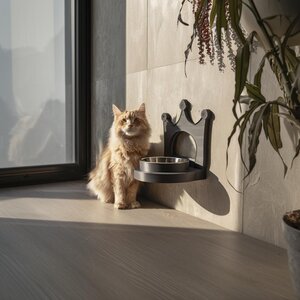 Kronen-Wandhalter für Napf | 3D-gedrucktes erhöhtes Futterrahmen-Gestell für Katzen- oder Kleinhundenäpfe | Fantasy-Wohndeko, Erhöhte Fütterungsstation