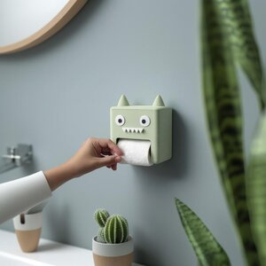 3D-gedruckter gehörnter Monster-Toilettenpapierhalter | Wandmontiert