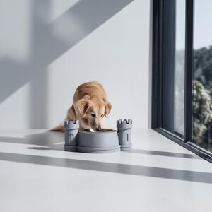 Schloss-Napfhalter für Haustiere | 3D-gedrucktes Fantasy-Turm-Futterstation-Gestell für Katzen & Hunde | Erhöhte Fütterungsstation, Wohndeko, Mittelalter-Geschenk für Haustiere