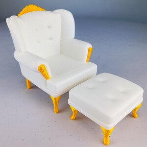 Puppenhaus-Sofa & Ottoman | Miniaturmöbel im Maßstab 1:12 | 3D-gedruckter Viktorianischer Sessel