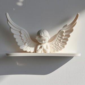 3D-gedrucktes Engel-Wandregal | Minimalistische Engelsflügel-Deko | Einzigartige 3D-gedruckte Schwebe-Wandablage für gemütliche, moderne Interieurs