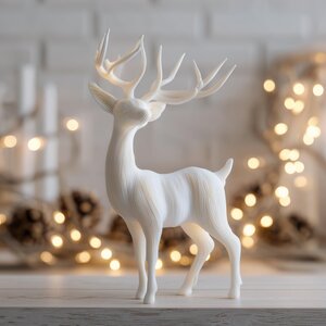 3D-gedruckte Hirschskulptur | Minimalistische Rentierfigur | Modernes Feiertags-Wohndekor