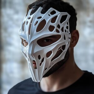 Biomorphe Cyberpunk-Kriegermaske | 3D-gedruckte futuristische Skelettmaske | Sci-Fi-Cosplay-Maske