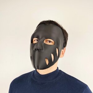 Schwarze 3D-gedruckte Gesichtsmaske | Leichte Cosplay-Maske | Horror-Kostümmaske