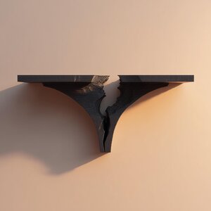 3D-gedrucktes Wandregal Zerbrochener Riss | Dunkles Fantasy-Schwebendes Regalbrett mit Rissoptik | Gotisches Akzentregal für Schlafzimmer, Büro und Gaming-Raum