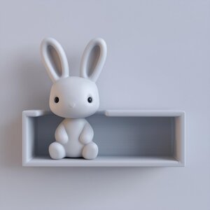 3D-gedrucktes Hasen-Wandregal | Minimalistische Schwebeablage fürs Kinderzimmer | Moderner Kinderzimmer-Deko-Akzent für Spielzeug