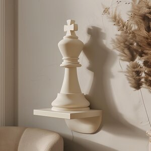 3D-gedruckte Schachfigur-König-Wanddeko | Modernes Minimalistisches Schach-inspiriertes Design | Einzigartige 3D-gedruckte Kunst für Zeitgenössische Interieurs