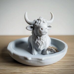 Kuh-Schmuckschale | 3D-gedruckter Ringhalter | Highland-Kuh-Deko-Schale
