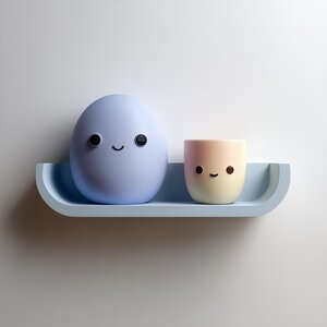3D-gedrucktes Ei-Freunde-Wandregal | Minimalistische Charakter-Schwebende Ablage | Süßes Deko-Accessoire für Kinderzimmer und Gemütliche Interieurs