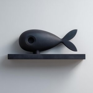 3D-gedrucktes Fisch-Wandregal | Minimalistische, vom U-Boot inspirierte Schwebeablage | Ozean-Thema-Dekor