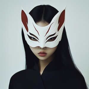 Japanische Fuchsgeist-Maske | Halbgesichts-Cosplay-Maske | 3D-gedruckte Samurai-Kriegermaske