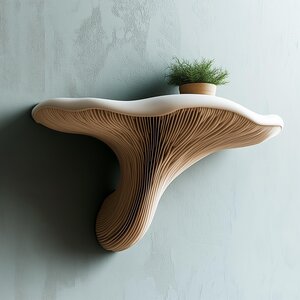Pilz-Schwebendes Wandregal | 3D-gedruckte Organische Wanddeko | Naturinspirierter Wohnakzent, Modernes Wandregal