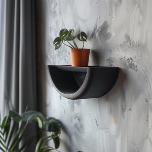 3D-gedrucktes Halbkreis-Wandregal | Modernes Minimalistisches Schwebendes Regal | Einzigartiger Geschwungener Wanddeko-Akzent für Zeitgenössische Wohnräume