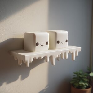 3D-gedrucktes Kawaii-Tropf-Wandregal mit Marshmallow-Figuren | Schmelzendes Schweberegal für Schlafzimmer | Gaming