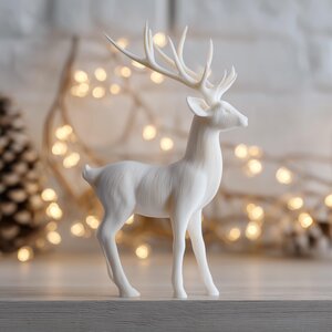 3D-gedruckte Hirschfigur | Moderne minimalistische Rentierskulptur | Einzigartiger Weihnachts-Dekor für Zuhause