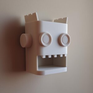 3D-gedruckte Roboter-Wandorganizer-Deko | Lustige Rechteckige Kopf-Stauraumnische für Kinderzimmer, Flurschlüssel, Post und Kleine Alltagsgegenstände