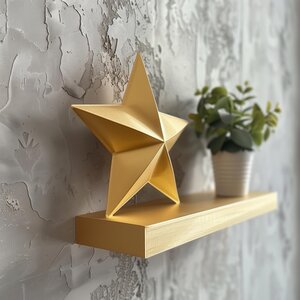 3D-gedrucktes Stern-Wandregal | Modernes dekoratives Schwebe-Regal | Minimalistischer Wohnaccent
