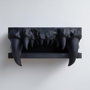 3D-gedrucktes Wandregal Vampirzähne | Gotisches Monster-Kiefer-Dekor | Dark-Fantasy-Schwebeablage für Horror-Schlafzimmer, Gaming-Zimmer oder Flur