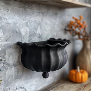 3D-gedrucktes Hexenkessel-Wandregal | Skulpturales schwebendes Halloween-Dekor | Minimalistischer, gruseliger Akzent für moderne Interieurs und Büros