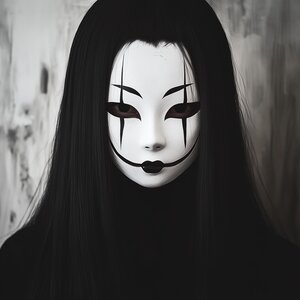 Japanische Geistermaske | Horror-Cosplay-Maske | Gruselige Phantom-Theatermaske