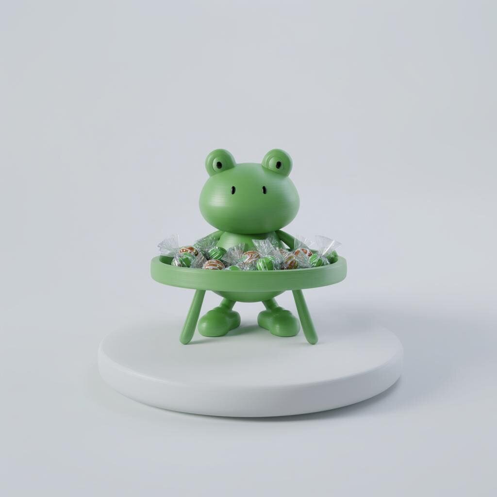 3D-gedruckte Frosch-Süßigkeitenschale | Cottagecore-Figuren-Tablett
