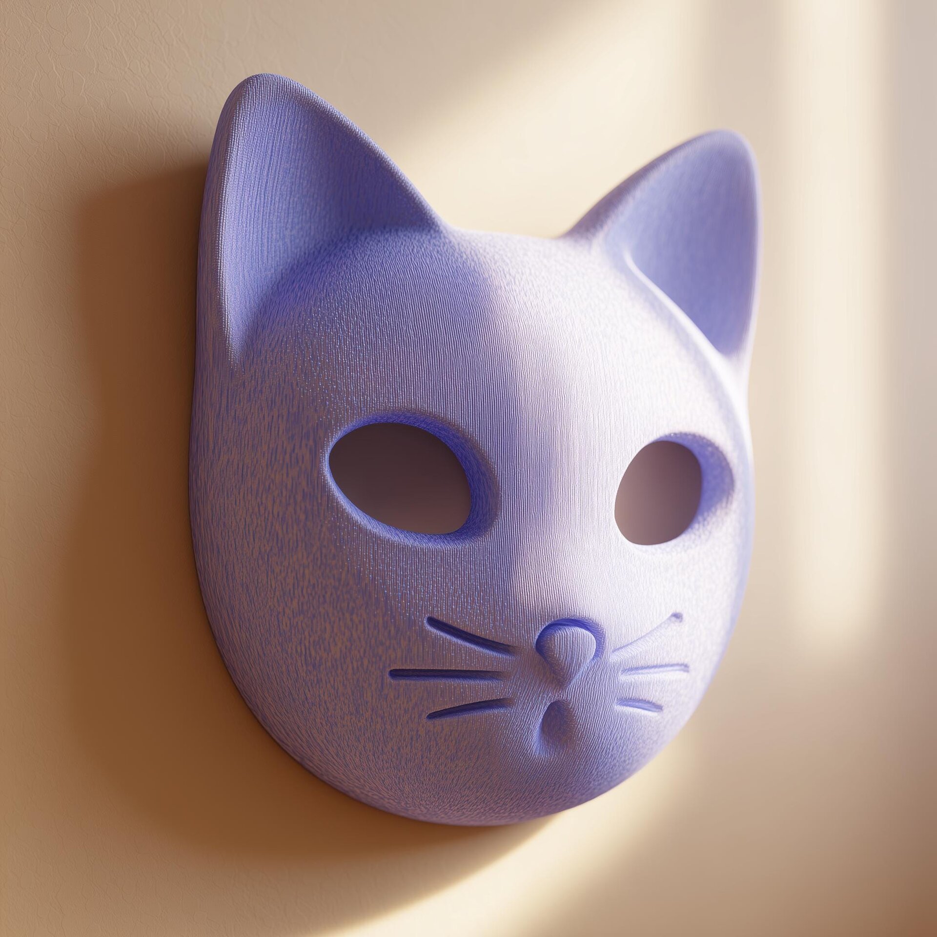 3D-gedruckte minimalistische Katzengesicht-Wanddeko | Skulpturaler Akzent