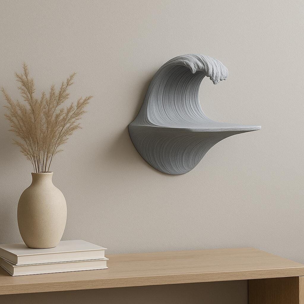 3D-gedrucktes Ozeanwellen-Wandregal