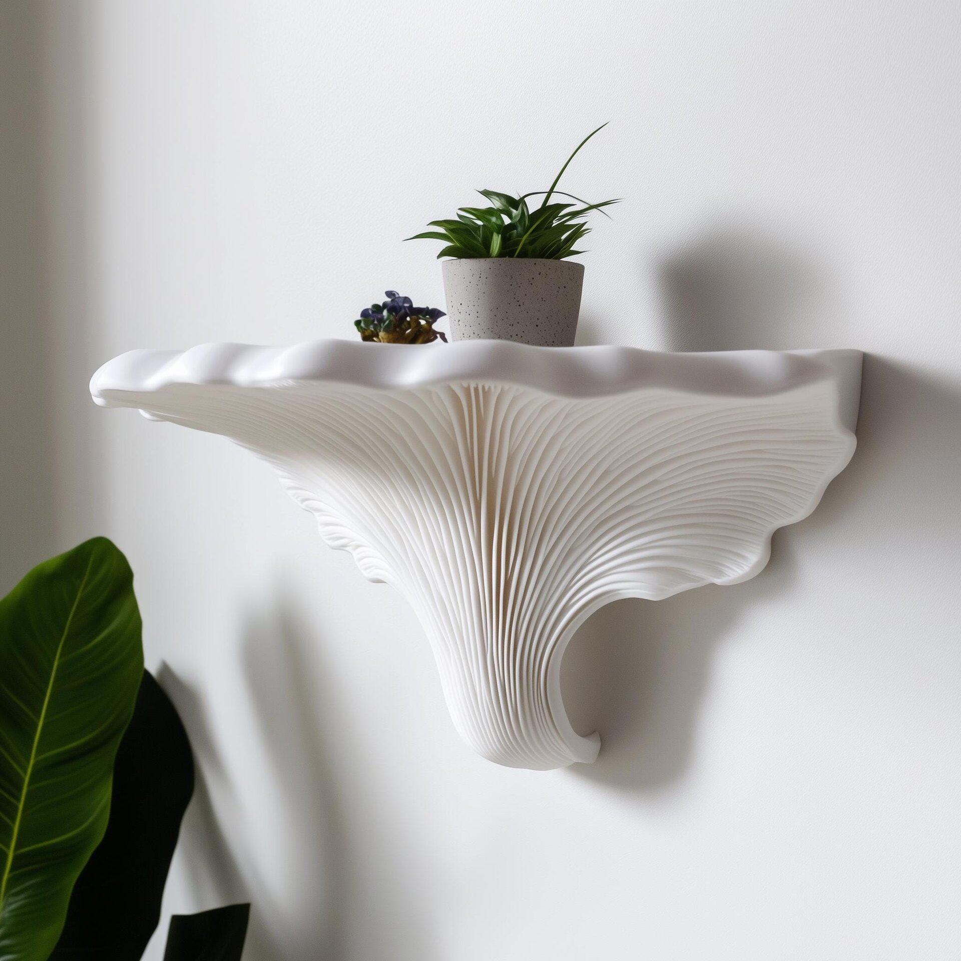 3D-gedrucktes Trametes-Versicolor-Wandregal | Geschichtete Fächerform